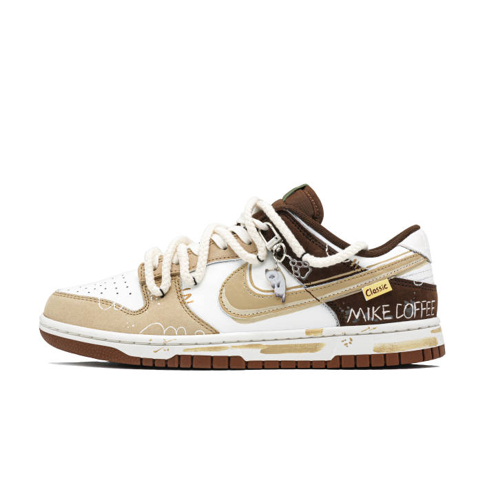 Nike Nike Dunk Kitten Café Slip Resistant Abrasion Resistant Low top Skateboard Shoes Unisex White Brown