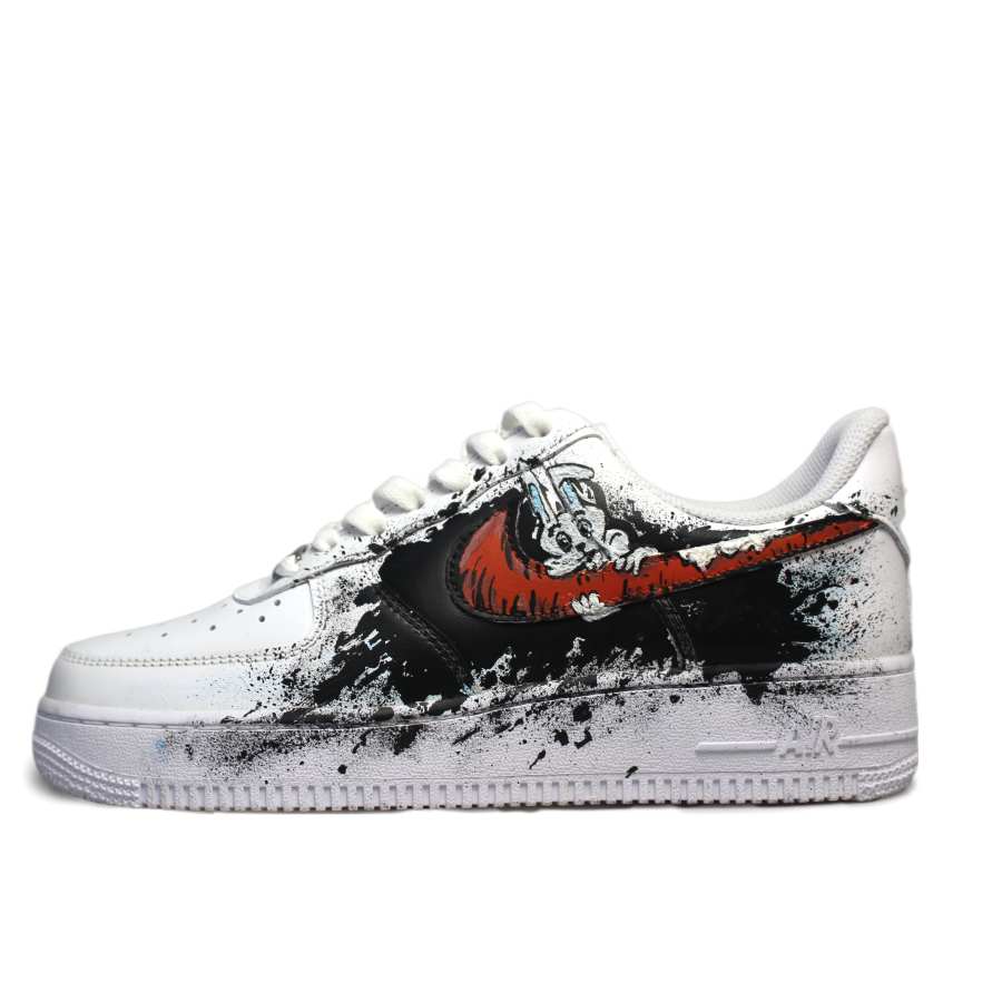 Nike Nike Air Force 1 Ink Smoke Tricolor Enchanting Rabbit Abrasion Resistant Low top Skateboard Shoes Women's White