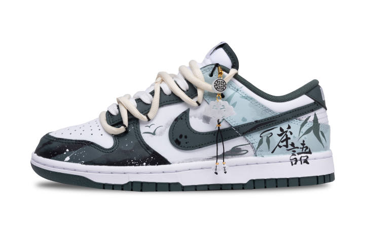 Nike Nike Dunk Younming Tea Talk Slip Resistant Abrasion Resistant Low top Skateboard Shoes Unisex White Green