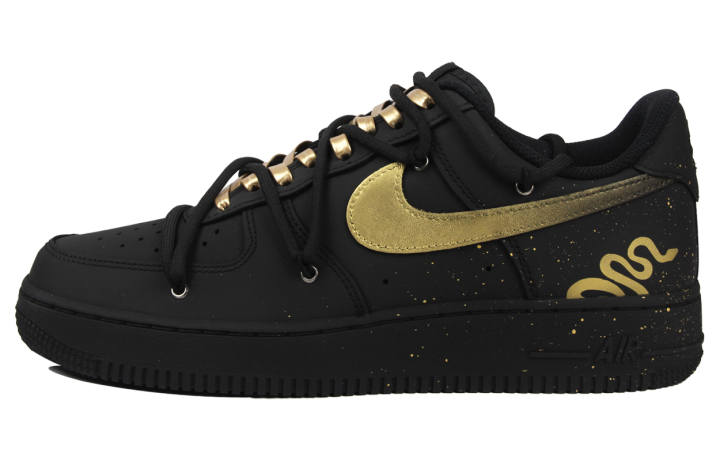 Nike Nike Air Force 1 Slip Resistant Low top Skateboard Shoes Unisex Matte Black Gold