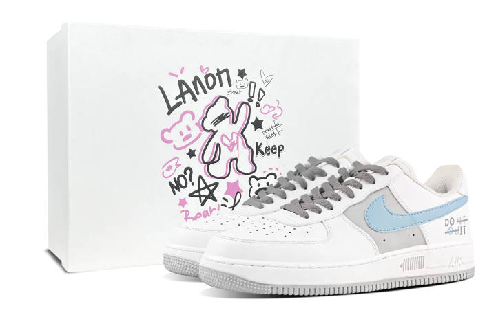 Nike Nike Air Force 1 Abrasion Resistant Low top Skateboard Shoes Men's Light Blue