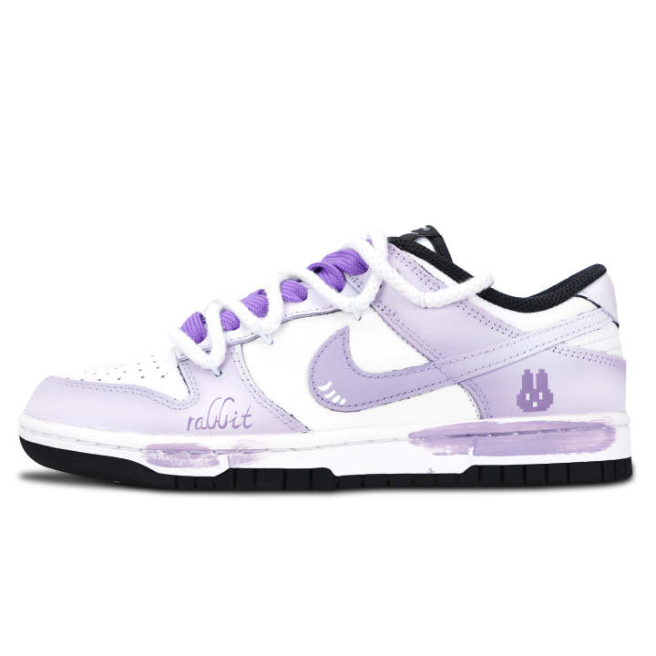 Nike Nike Dunk Black White, Purple Taro Bunny Abrasion Resistant Abrasion Resistant Low top Skateboard Shoes Unisex Purple
