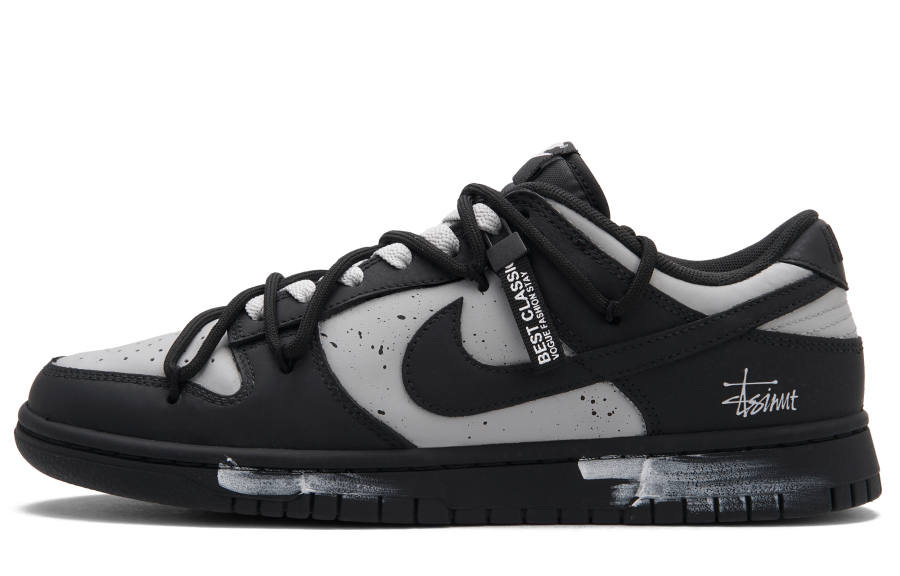 Nike Nike Dunk Black Gray Track Low top Skateboard Shoes Women's Black