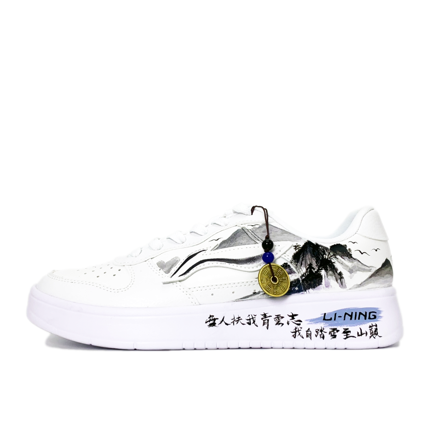 Li-Ning Li Ning Floating Boat Slip Resistant Abrasion Resistant Low top Skateboard Shoes Men's Black White