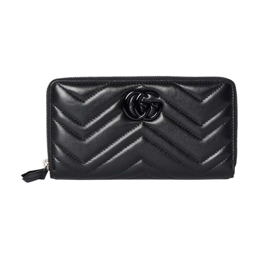 GUCCI GG Marmont Cow Leather Wallet Women's Black