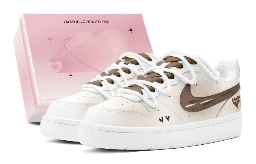 Nike Nike Court Borough GS Couple's, Hazelnut Love Low top Skateboard Shoes Women's Brown White