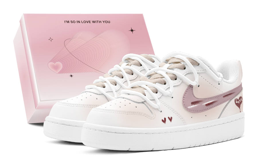 Nike Nike Court Borough GS Couple's, Peach Love Low top Skateboard Shoes Women's Dusty Pink