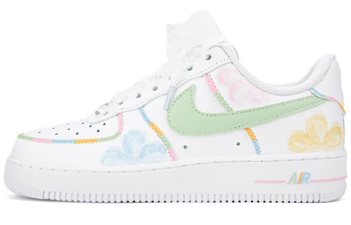 Nike Nike Air Force 1 Slip Resistant Abrasion Resistant Low top Skateboard Shoes Women's White Green