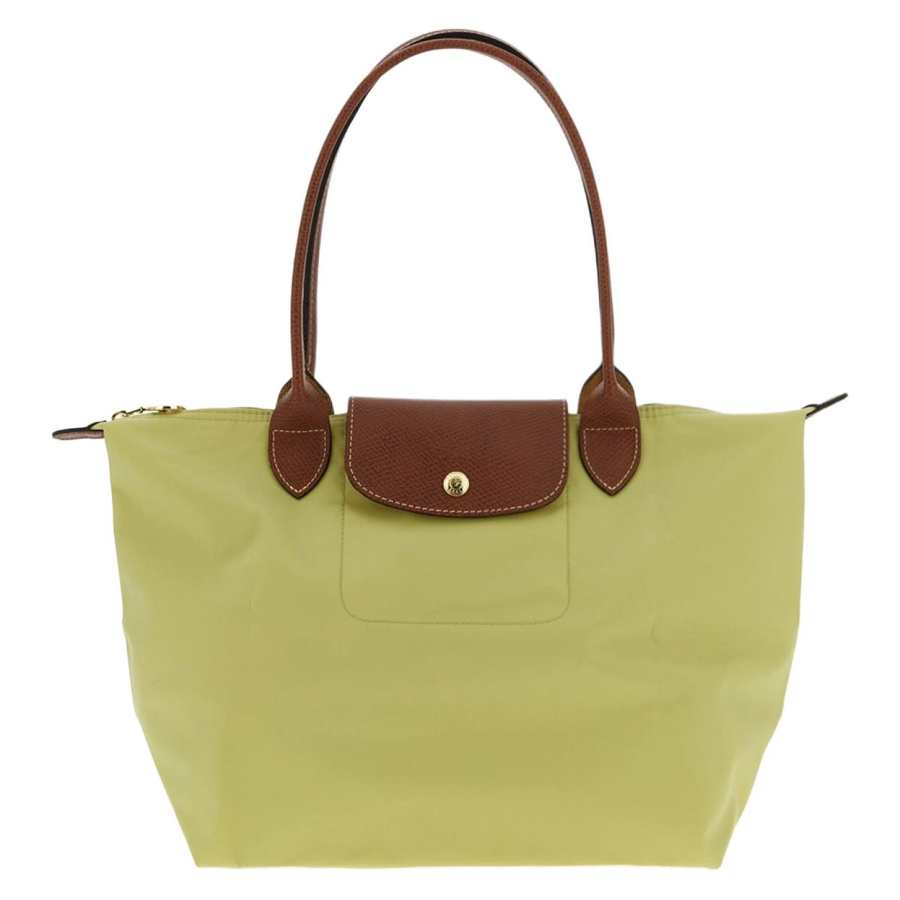 LONGCHAMP Le Pliage Recycled Nylon Tote Bag, Shoulder Bag Medium Women's Yellow & Green & Brown