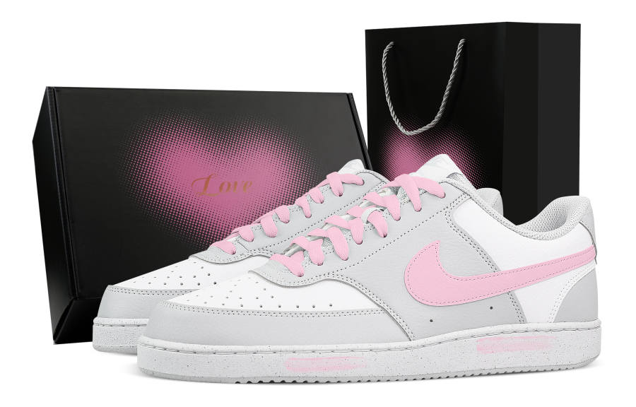 Nike Nike Court Vision Sweet Cherry Love Song Heart Box Abrasion Resistant Low top Skateboard Shoes Men's White Pink
