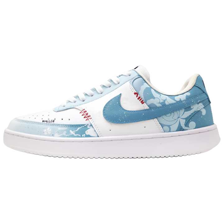 Nike Nike Court Vision 1 Celadon Dawn Abrasion Resistant Abrasion Resistant Low top Skateboard Shoes Men's White Blue