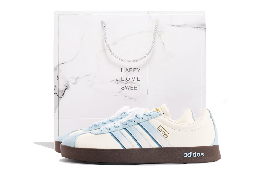 Adidas Adidas Vl Court Classic Abrasion Resistant Abrasion Resistant Low top Skateboard Shoes Unisex White Blue