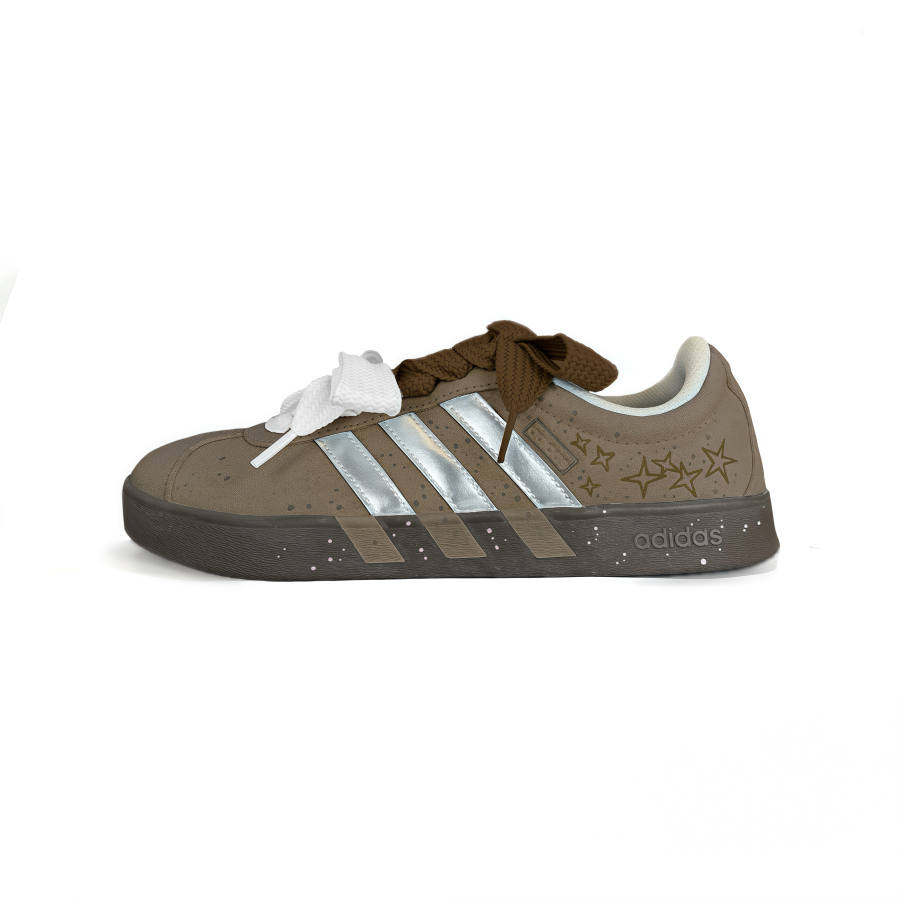 Adidas Adidas VL COURT 2.0 Cushioning, Wear Resistant Low top Skateboard Shoes Unisex Brown Silver