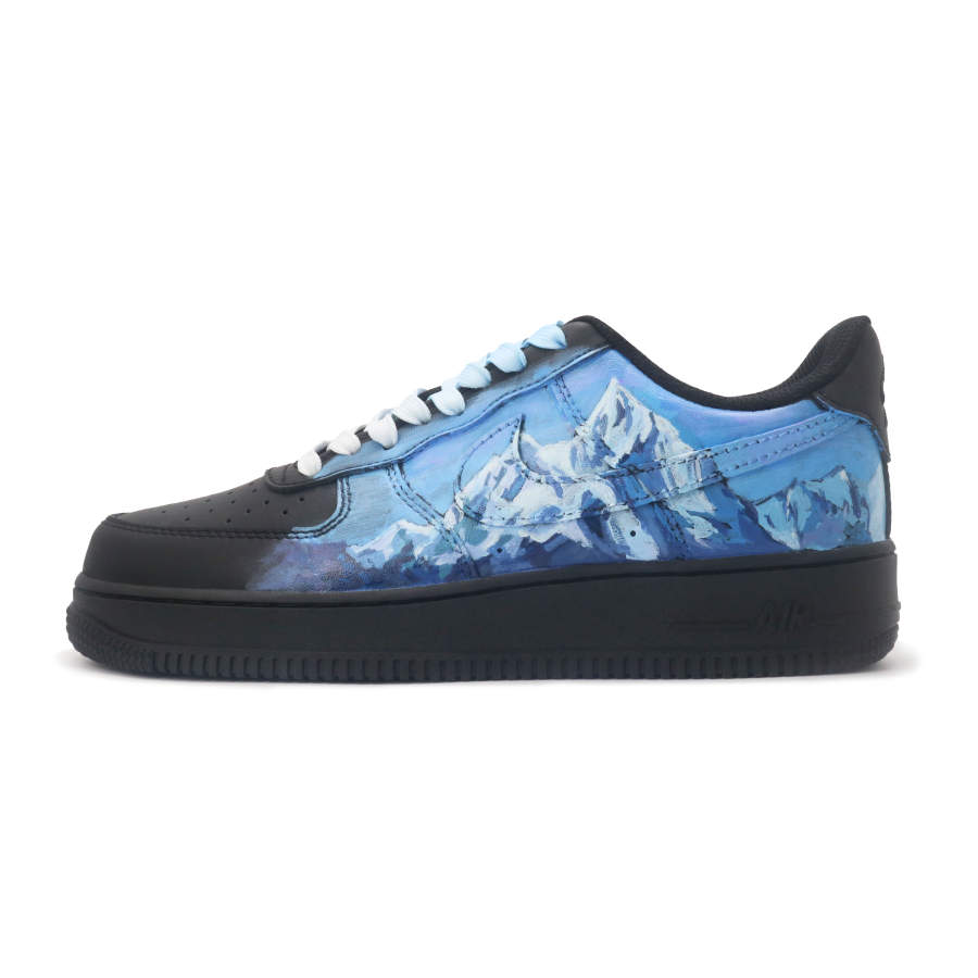Nike Nike Air Force 1 Leather Slip Resistant Cushioning Low top Skateboard Shoes Unisex Black Blue