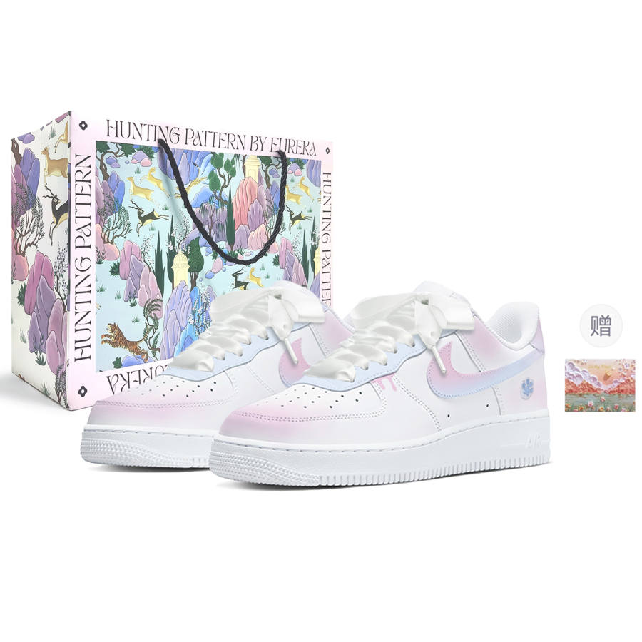 Nike Nike Air Force 1 Glacier Sweetheart Shopping Bag Abrasion Resistant Low top Skateboard Shoes Women's Pink Blue