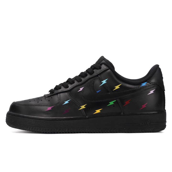 Nike Nike Air Force 1 Thunder Lightning Abrasion Resistant Low top Skateboard Shoes Unisex Multicolor Black