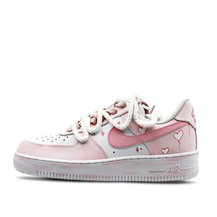 Nike Nike Air Force 1 Abrasion Resistant Slip Resistant Low top Skateboard Shoes Men's White Pink