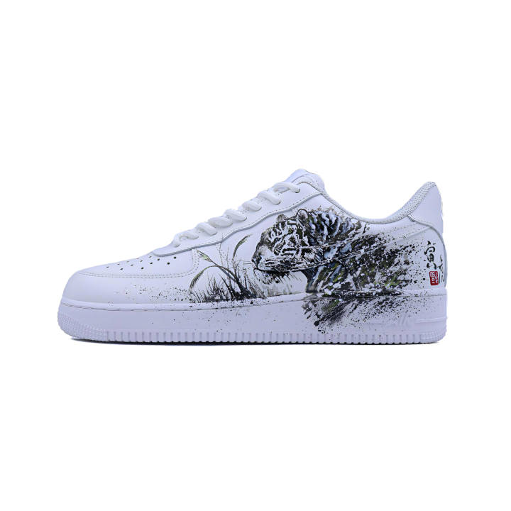 Nike Nike Air Force 1 Singularity, Chinese Zodiac, Tiger Abrasion Resistant Low top Skateboard Shoes Unisex White Black