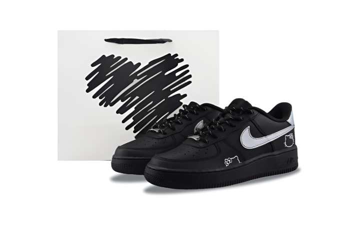 Nike Nike Air Force 1 Abrasion Resistant Low top Skateboard Shoes Unisex Black Silver