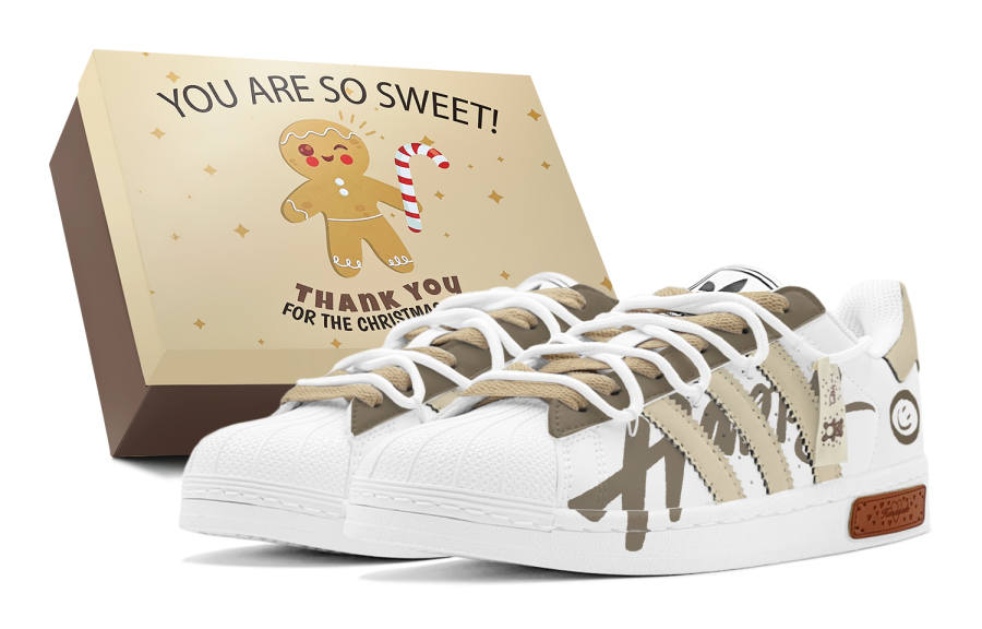 Adidas Originals Superstar 2 Stylish, Happiness Smiley Face Low top Skateboard Shoes Unisex Brown White