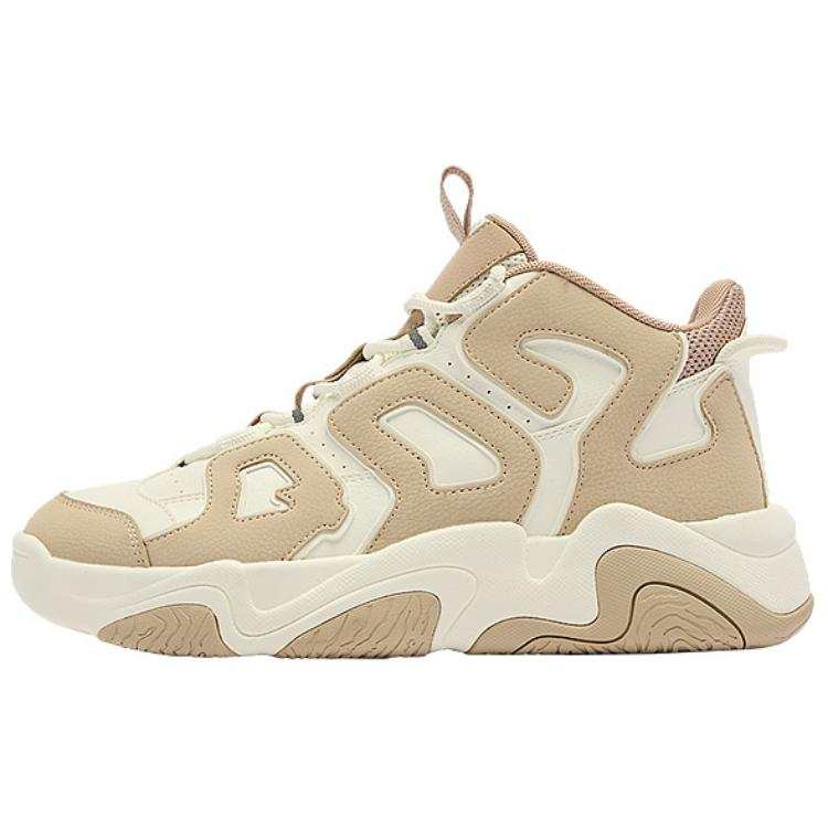 QIAODAN Slip Resistant Abrasion Resistant Slip Resistant Abrasion Resistant High top Skateboard Shoes Men's Beige