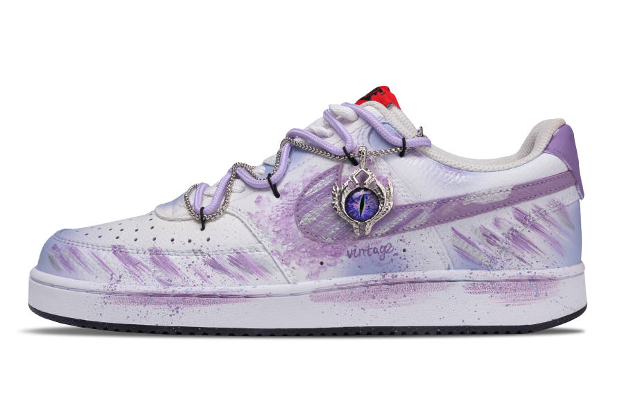 Nike Nike Court Vision 1 Purple Swirl Waterproof Abrasion Resistant Waterproof And Wear resistant Low top Skateboard Shoes