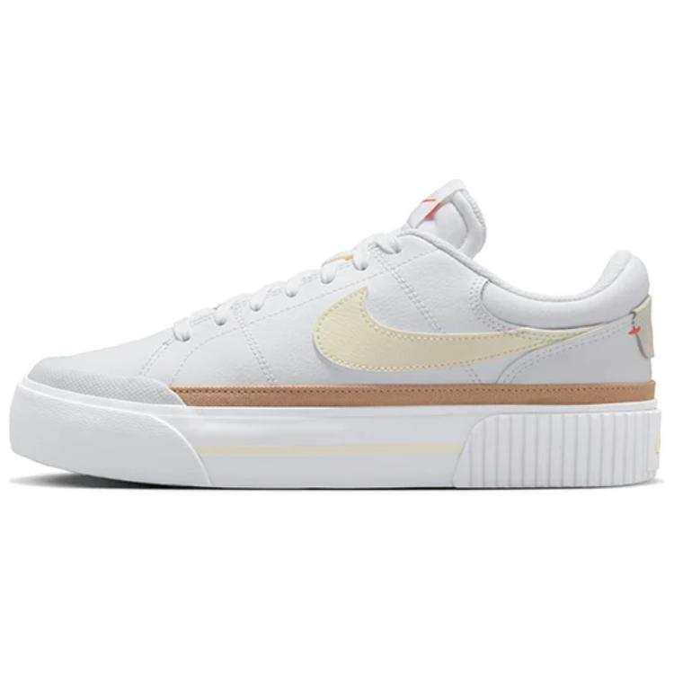 Nike Nike Court Legacy Comfortable Slip Resistant Abrasion Resistant Low top Skateboard Shoes Women's White Yellow