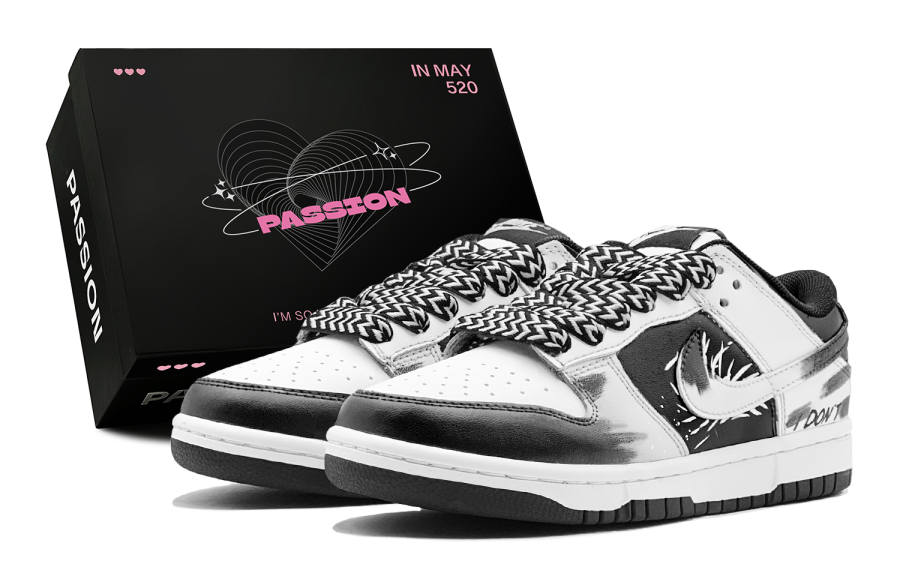 Nike Nike Dunk GS Couple's, Yin Yang, Ink Spatter Craze, Fashion Versatile, Street Graffiti Low top Skateboard Shoes Women's