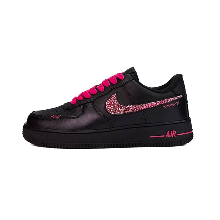 Nike Nike Air Force 1 Pink Diamond Knight Abrasion Resistant Low top Skateboard Shoes Unisex Black