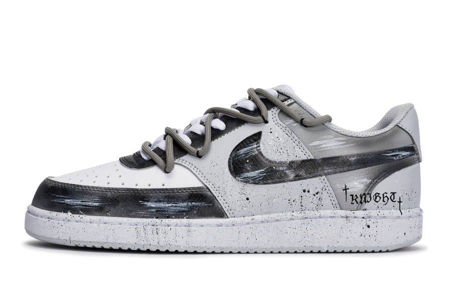 Nike Nike Court Vision REGO Hot Dog, Cross Knight Abrasion Resistant Low top Skateboard Shoes Men's Black White Gray