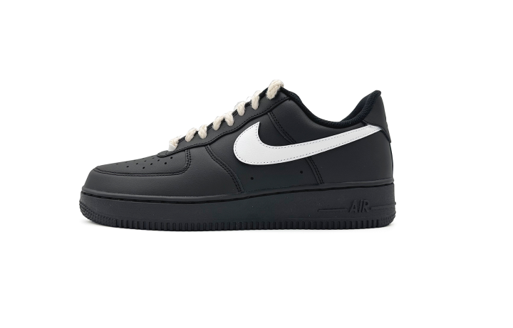 Nike Nike Air Force 1 Leather Slip Resistant Abrasion Resistant Low top Skateboard Shoes Unisex Black White