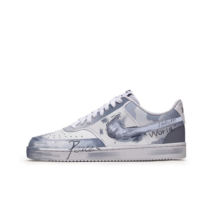 Nike Nike Court Vision 1 P.M.S Hello World Slip Resistant Abrasion Resistant Low top Skateboard Shoes Men's Blue White