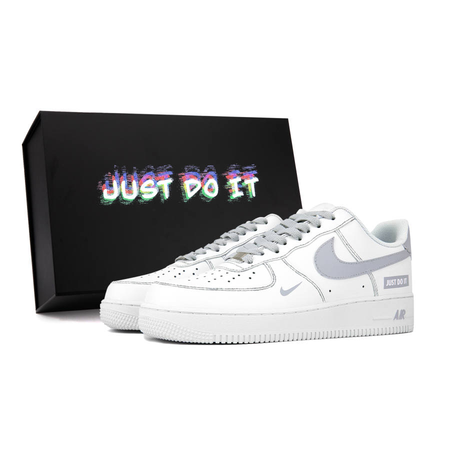 Nike Nike Air Force 1 Slip Resistant, Abrasion Resistant, Lightweight Low top Skateboard Shoes Unisex Gray White