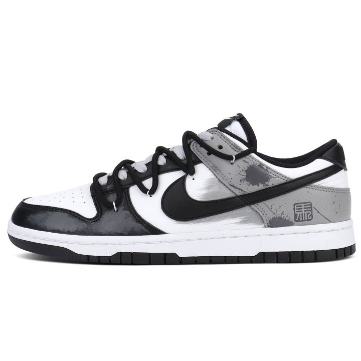 Nike Nike Dunk Leather Cushioning Abrasion Resistant Cushioning, Wear Resistant Low top Skateboard Shoes Unisex Black Gray