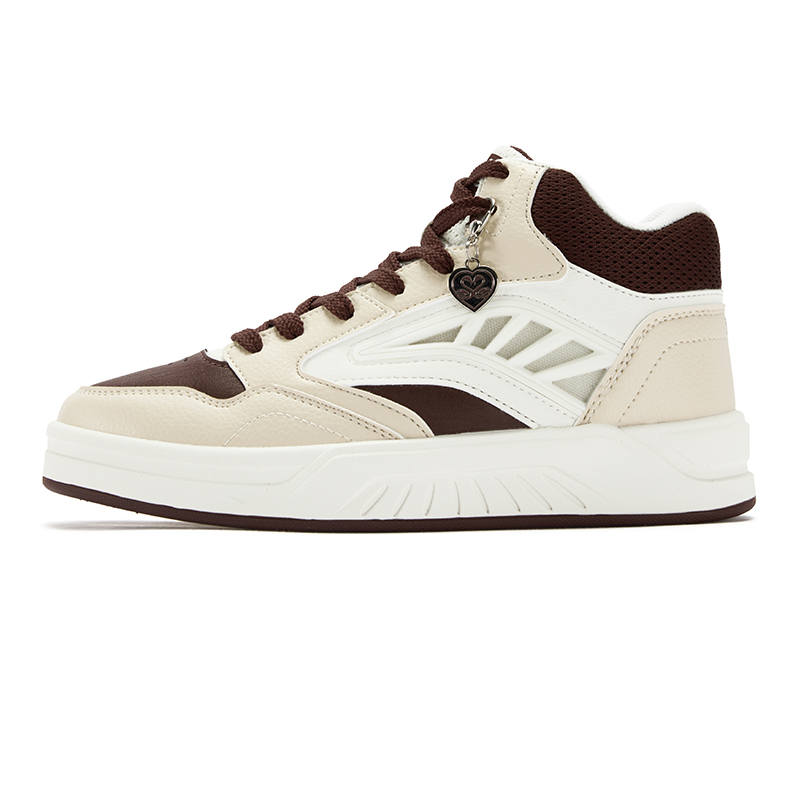 361° Slip Resistant And Breathable High top Skateboard Shoes Women's Beige Brown