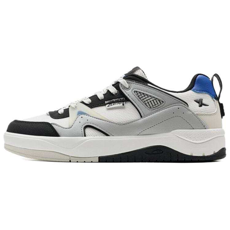 XTEP Slip Resistant Abrasion Resistant Low top Skateboard Shoes Men's Black White Gray