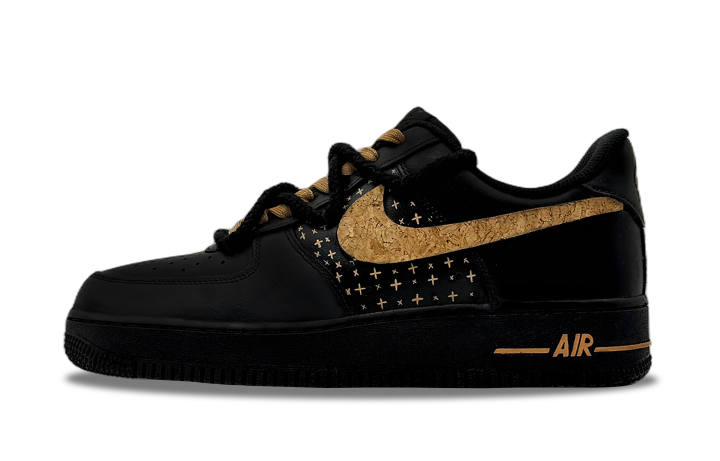 Nike Nike Air Force 1 Dark Gold Cross Abrasion Resistant Low top Skateboard Shoes Unisex Black