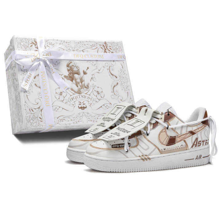 Nike Nike Air Force 1 Da Vinci Custom, Box, Cappuccino Slip Resistant Quick Dry Abrasion Resistant Balance