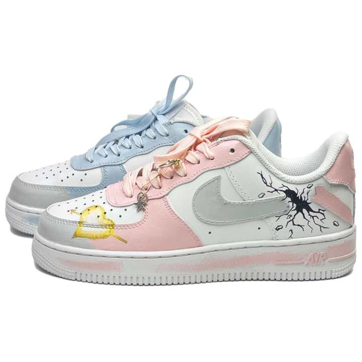 Nike Nike Air Force 1 Low top Skateboard Shoes Unisex Blue Pink