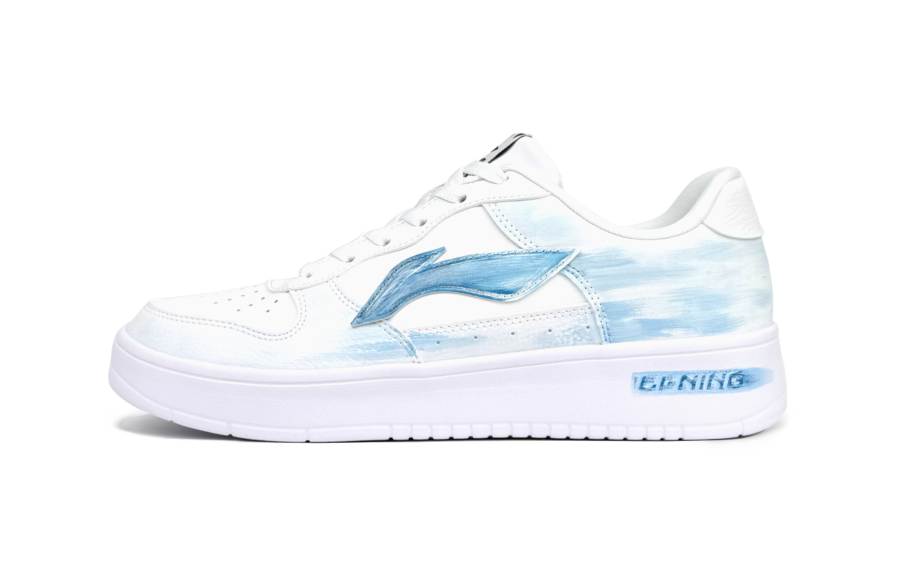 Li-Ning Li Ning Floating Boat Slip Resistant Abrasion Resistant Low top Skateboard Shoes Men's White Blue