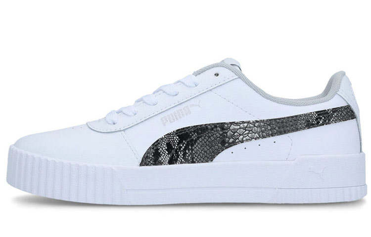 PUMA Carina L Snake FS Low top Skateboard Shoes Women's White Snakeskin Print