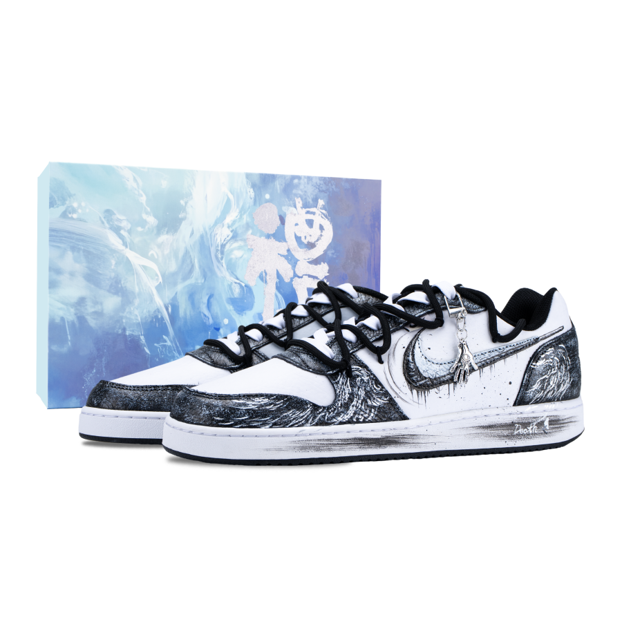 Nike Nike EBERNON Bleach Sickles Slip Resistant Abrasion Resistant Low top Skateboard Shoes Men's Black White