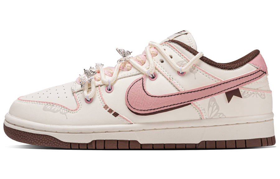 Nike Nike Dunk Pink Butterfly Abrasion Resistant Low top Skateboard Shoes Women's Beige Pink