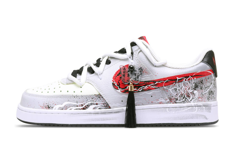 Nike Nike Court Vision 1 Unstained Heart Leather Abrasion Resistant Low top Skateboard Shoes Men's Red White Gray