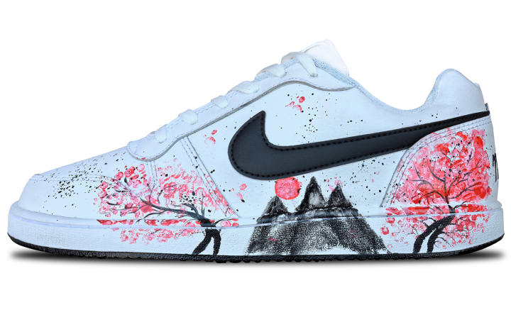 Nike Nike EBERNON Cushioning, Wear Resistant Low top Skateboard Shoes Unisex Black White Red