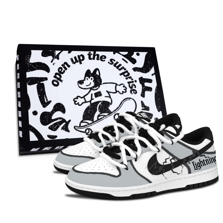 Nike Nike Dunk Black White, Gray Electric Shadow Black Shoe Box Abrasion Resistant Abrasion Resistant Low top