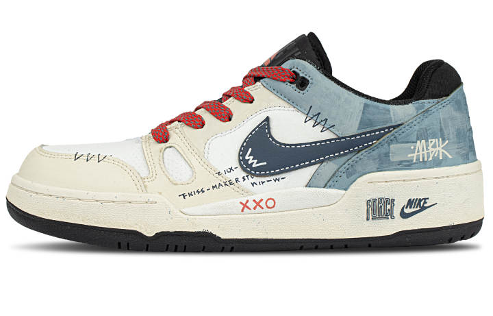 Nike Nike Full Force Synthetic Leather Abrasion Resistant Abrasion Resistant Low top Skateboard Shoes Men's Gray