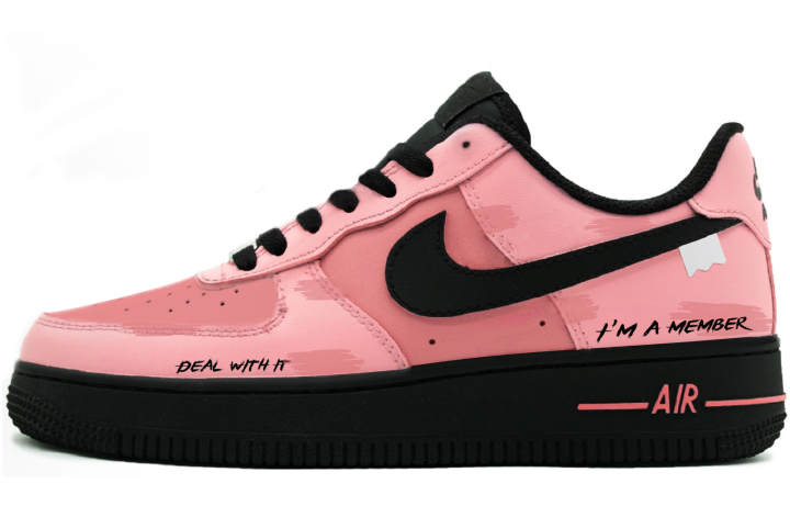 Nike Nike Air Force 1 Wear resistant And Lightweight Low top Skateboard Shoes Women's Black Pink