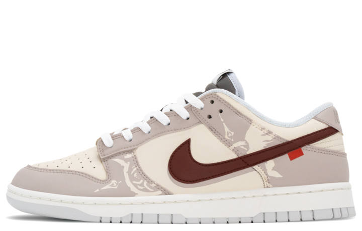 Nike Nike Dunk Han Dynasty, Xuan Bird Abrasion Resistant Abrasion Resistant Low top Skateboard Shoes Men's Beige Red