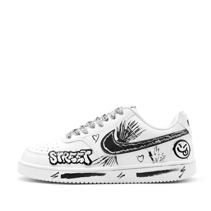 Nike Nike Court Vision 1 Fun Graffiti Trail Abrasion Resistant Lightweight Breathable Height Increasing Low top